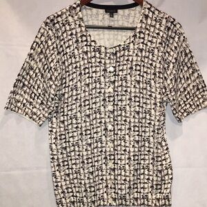 Talbots Button Down Short Sleeve Knit Blouse | Size L
